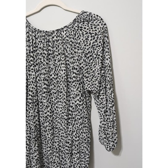 MICHAEL Michael Kors Peasant Blouse Leopard Print Black Women's Size L Shirt - Picture 8 of 9